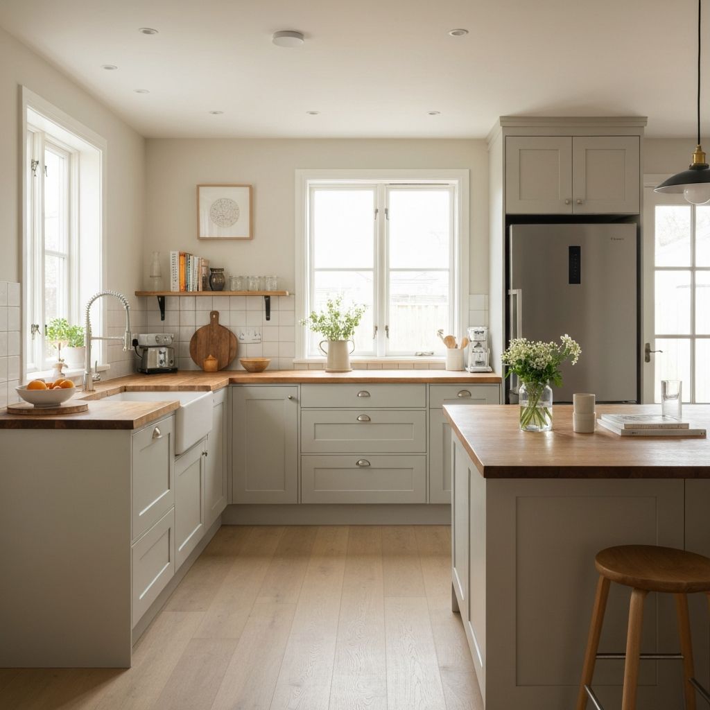 Espaço de cozinha calmo e organizado